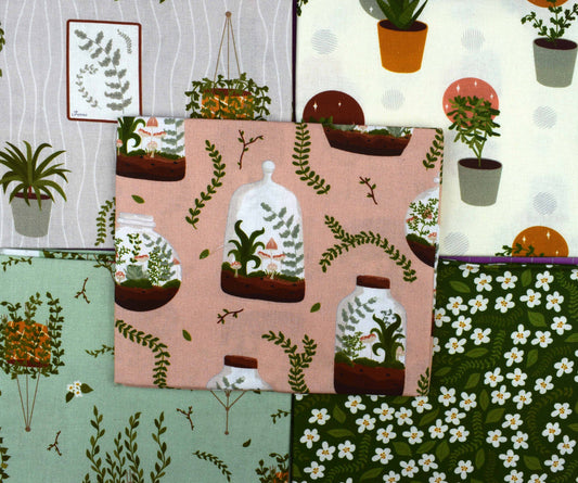 Plant life Fat Quarter Bundle, quilting fabric, cotton fabric