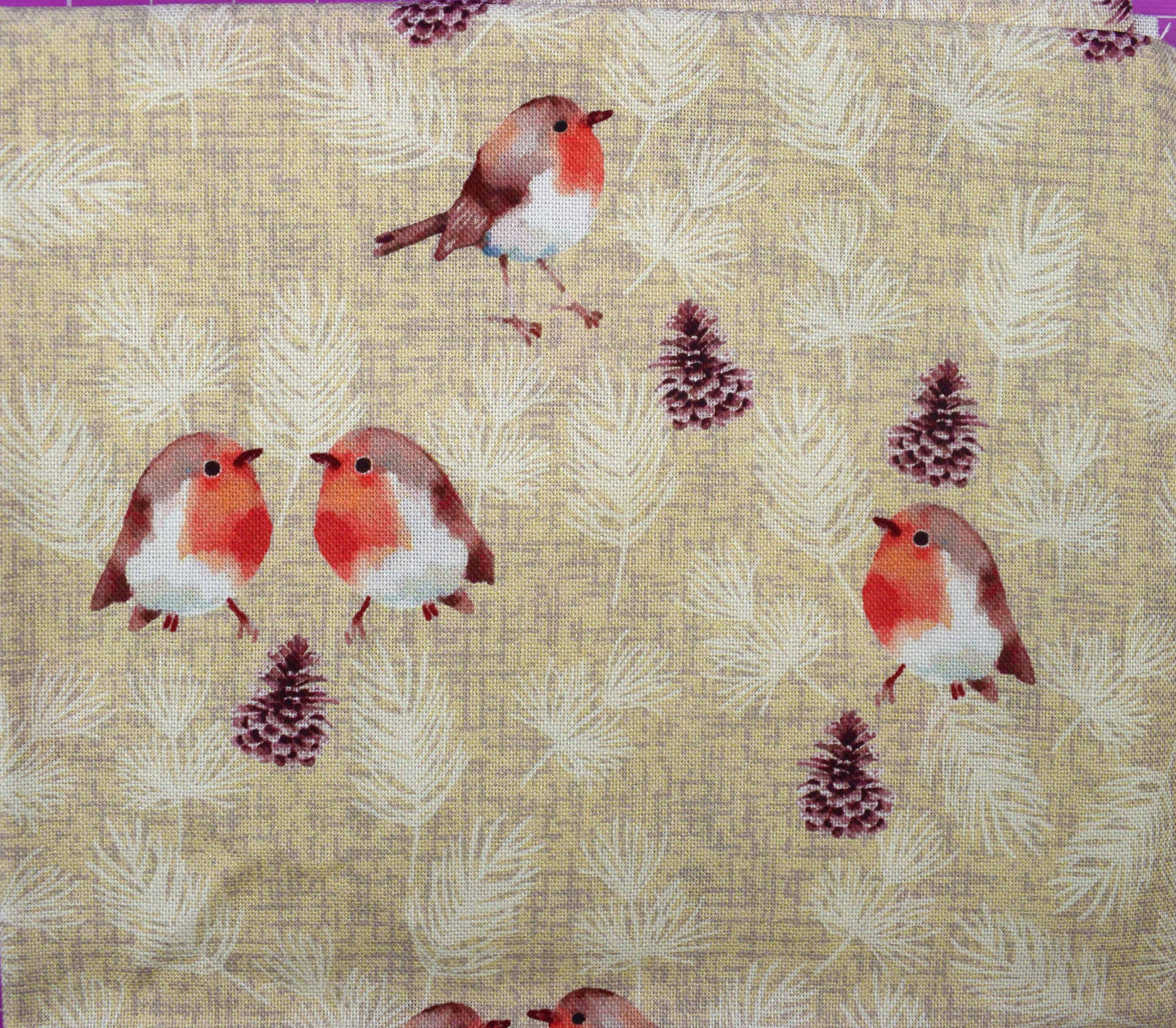 Robin fat Quarter Bundle, cotton quilting fabric, Christmas fabric, Feathered Foliage by Susan Wheeler