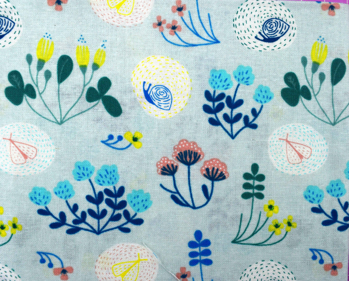 Blue Floral fat Quarter Bundle, Meadow view fabric, quilting fabric - The Quilt Sanctuary