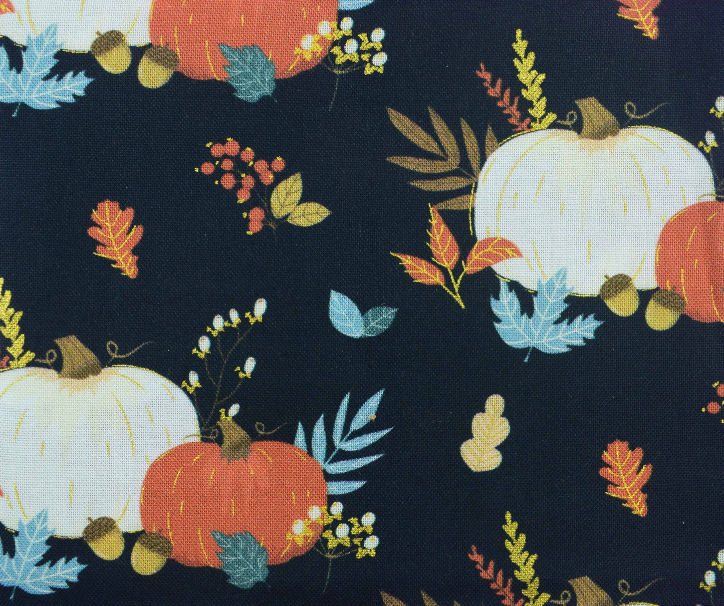 Autumn Pumpkin and Leaf Cotton Fat Quarter Bundle for Quilting and Crafts