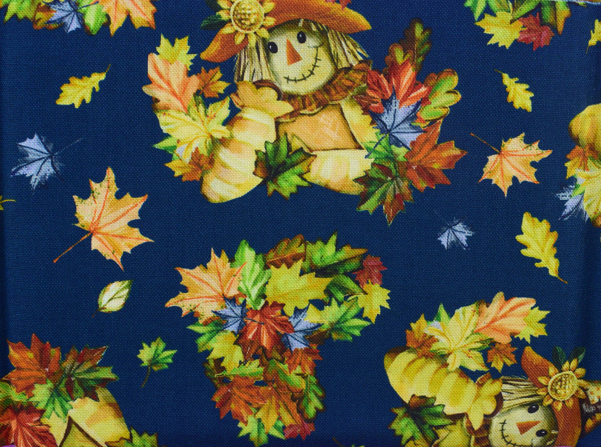 Autumn Fat Quarter Bundle with Leaves, Plaids and Scarecrow Prints - Quilting fabric