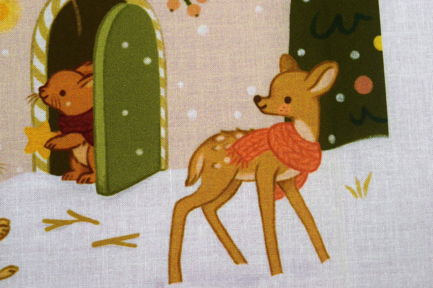 Woodland Animals Christmas Advent Calendar Fabric Panel