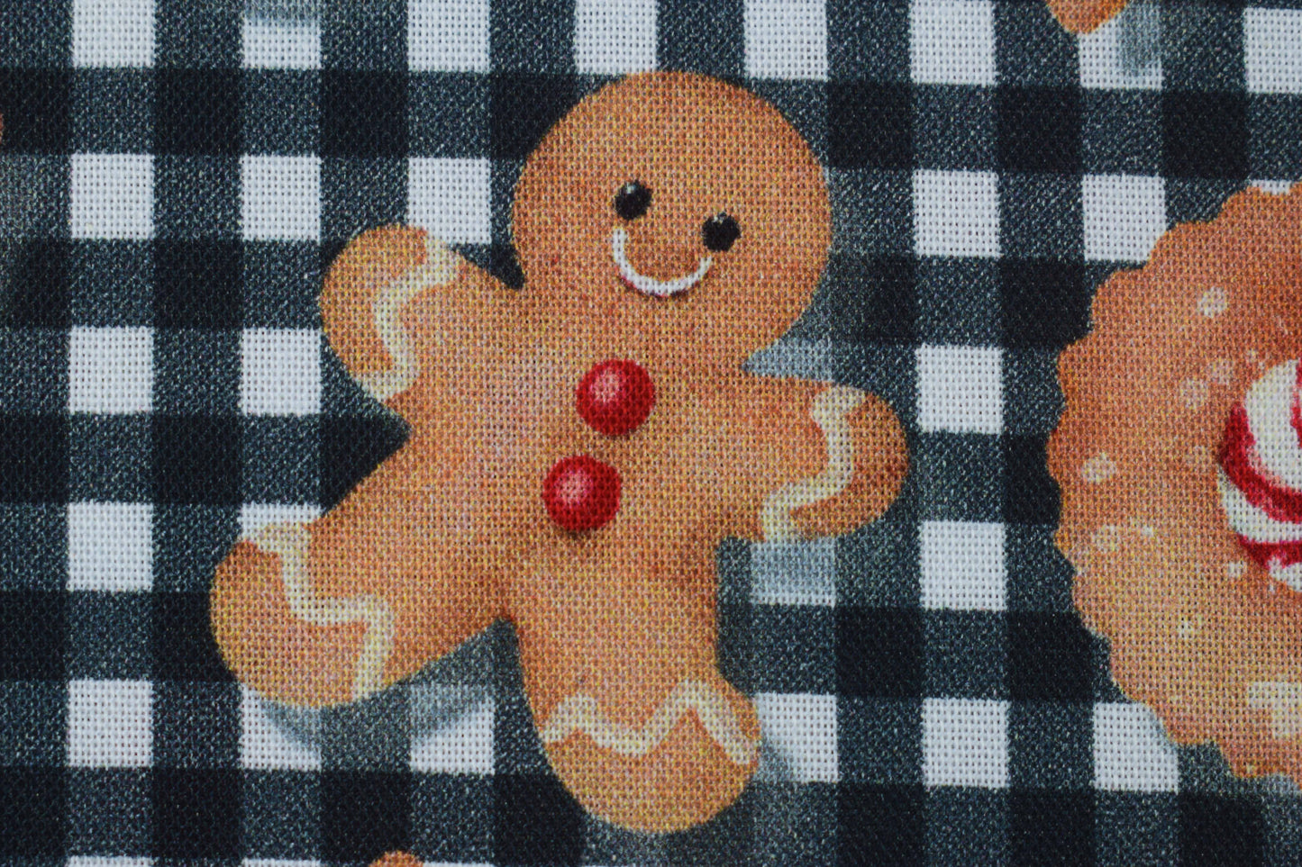 Festive Christmas Cookie Cotton Fabric, Gingerbread & Santa Quilting Print -  Price by the Half Metre