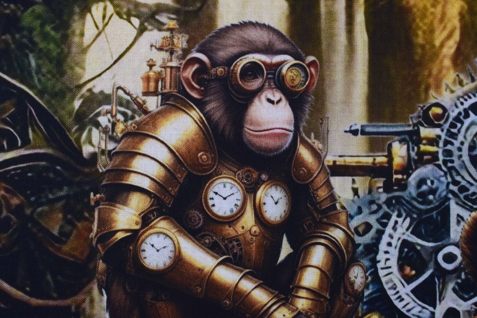 Steampunk Animal Menagerie Quilt Panel - 100% digital printed Cotton - The Quilt Sanctuary