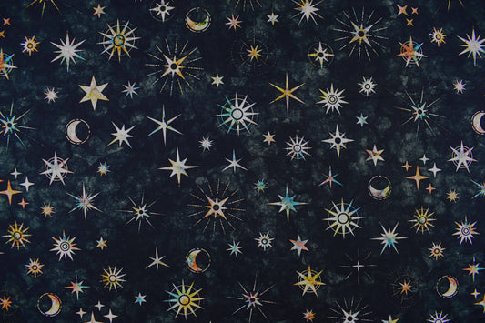 Moon and Stars fabric, Quilting fabric, cotton fabric -  Price by the Half Metre