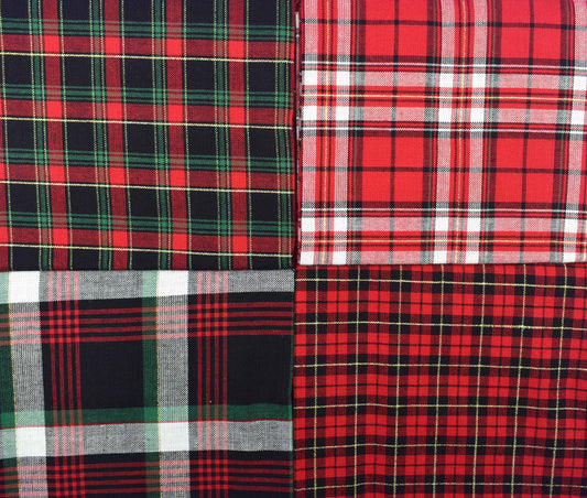 Tartan fat Quarter Bundle, metallic Quilting Fabric