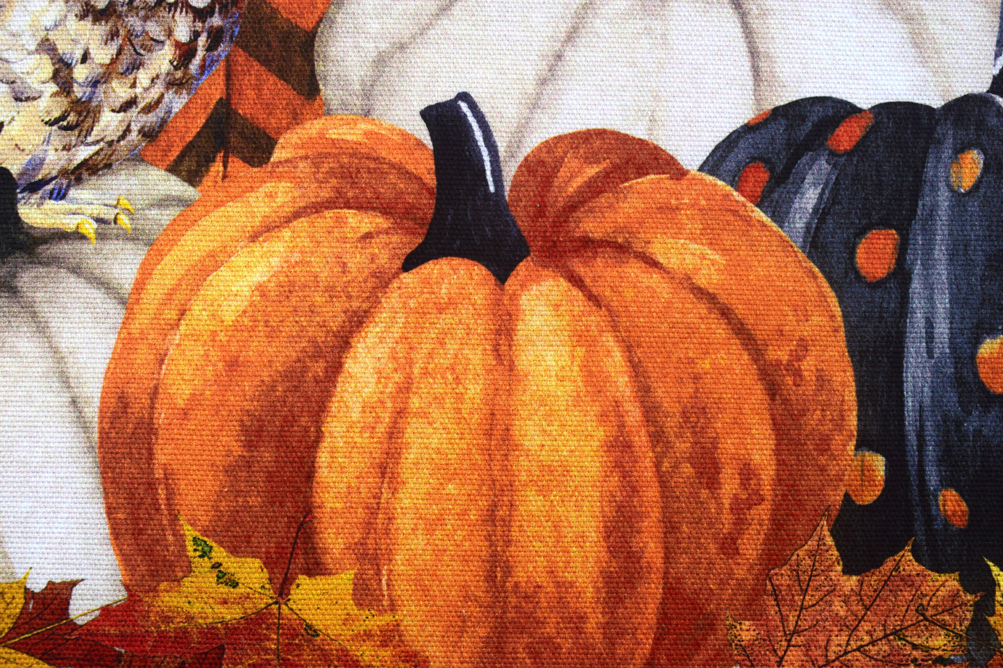 Placemats Panel with Autumn Owl and Pumpkin Fabric for Fall Sewing Projects