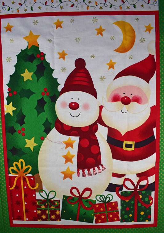 Snowman and Santa Pillow‑Case Style Stocking Panel