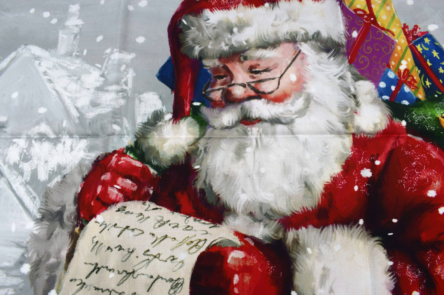 Christmas wishes fabric panel, Festive traditional cotton Quilting  panel