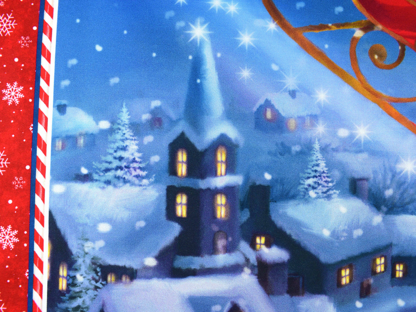 Santa's sleigh fabric panel, father Christmas Quilting  panel
