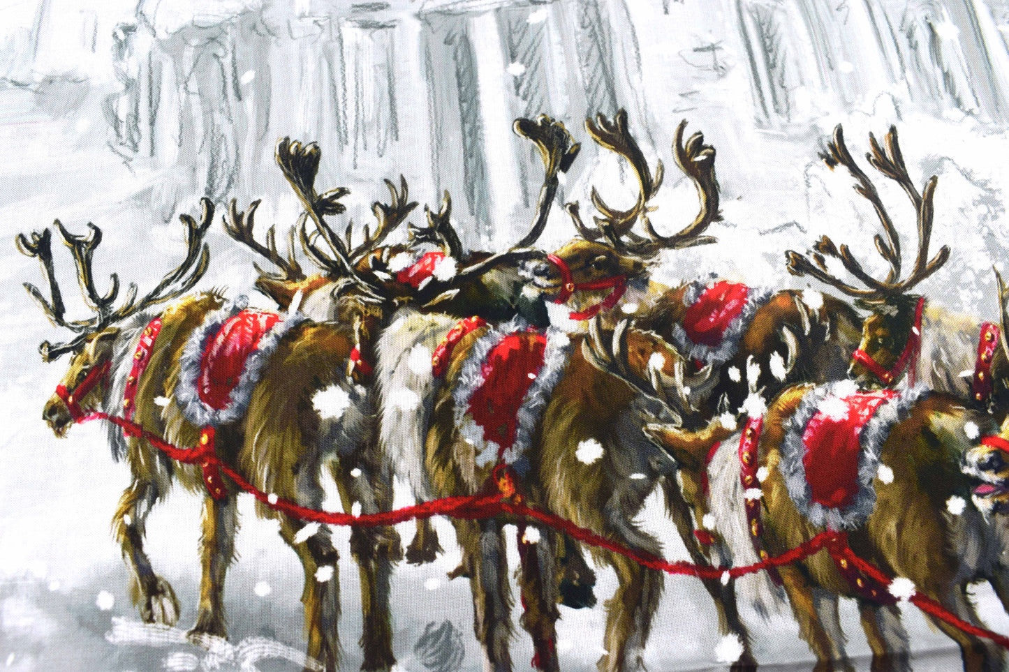 Winter Village panel, Festive traditional cotton Quilting  panel