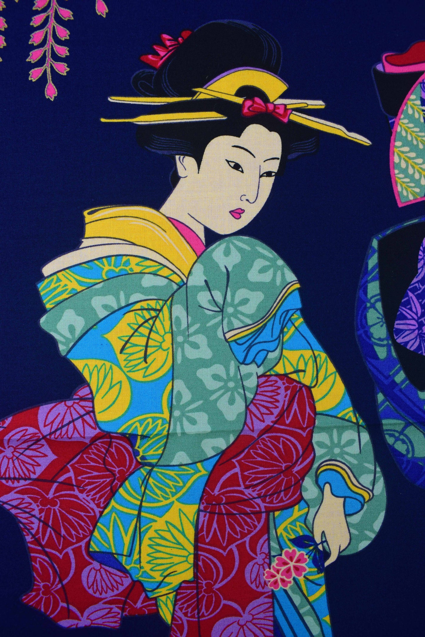 Geisha fabric panel, Japanese Quilting panel