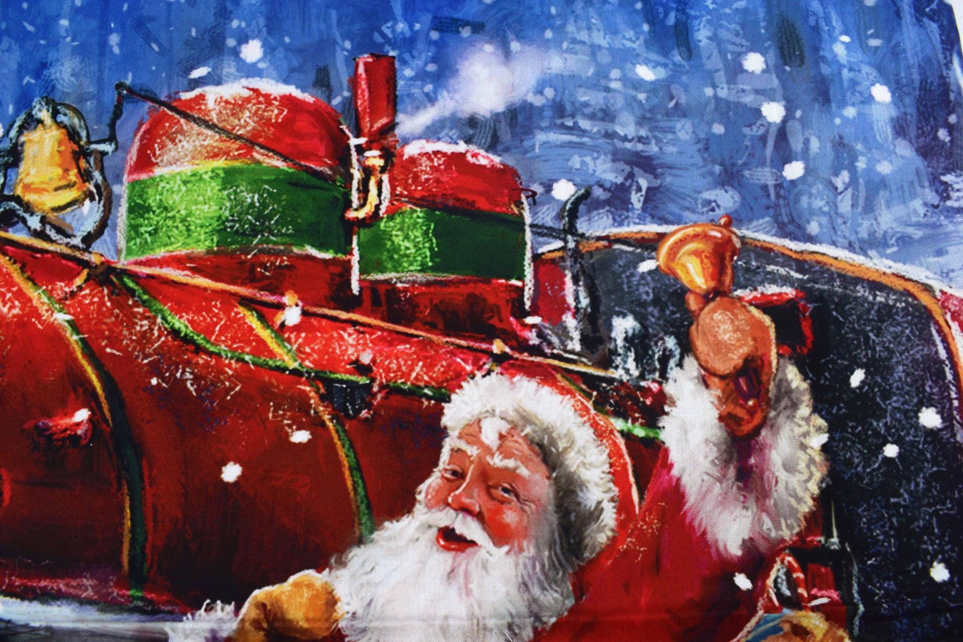 Santa Train fabric panel, Christmas cotton Quilting  panel - The Quilt Sanctuary