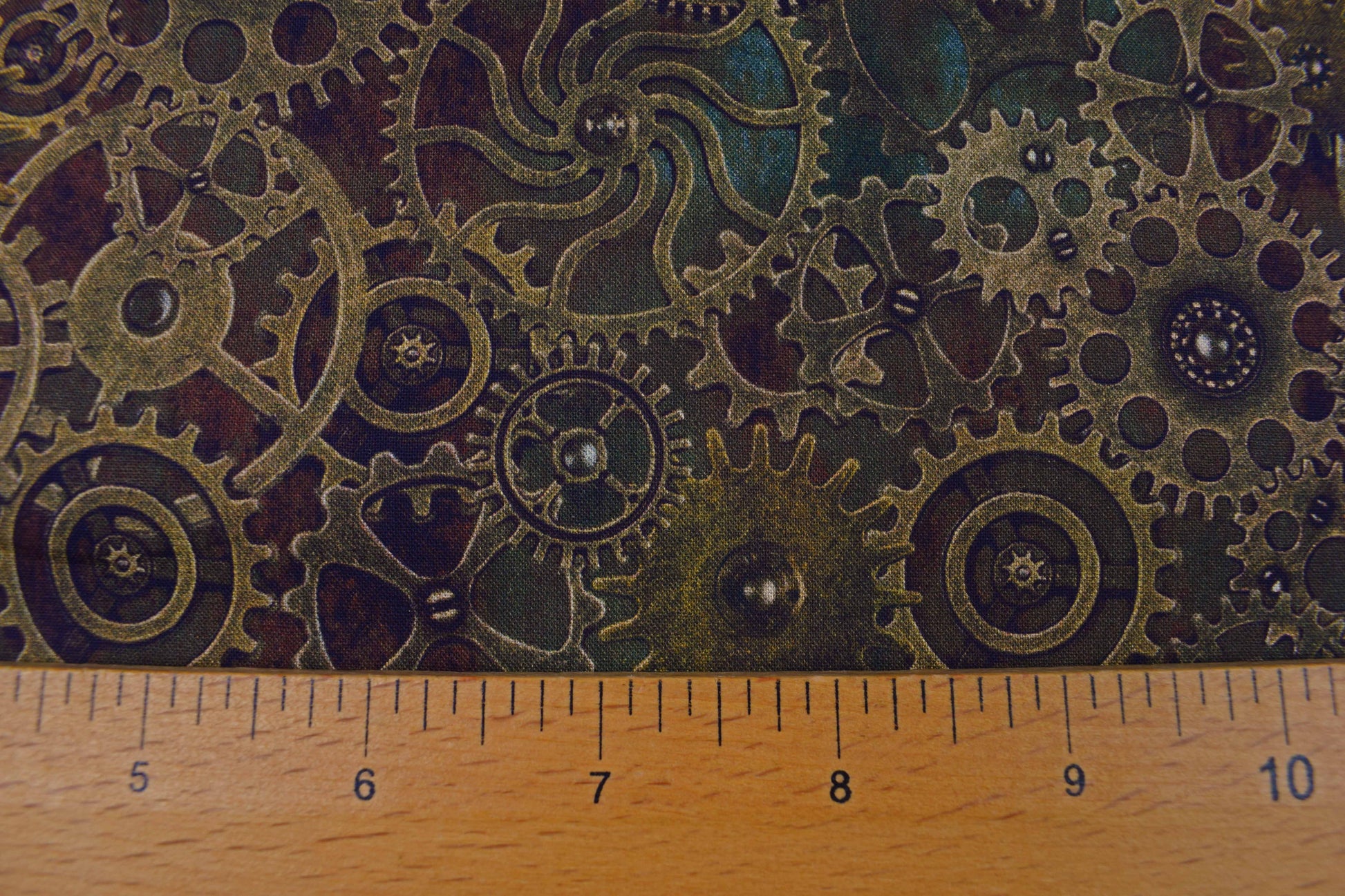 Steampunk Gears Cotton Quilting Fabric -  Price by the Half Metre - The Quilt Sanctuary