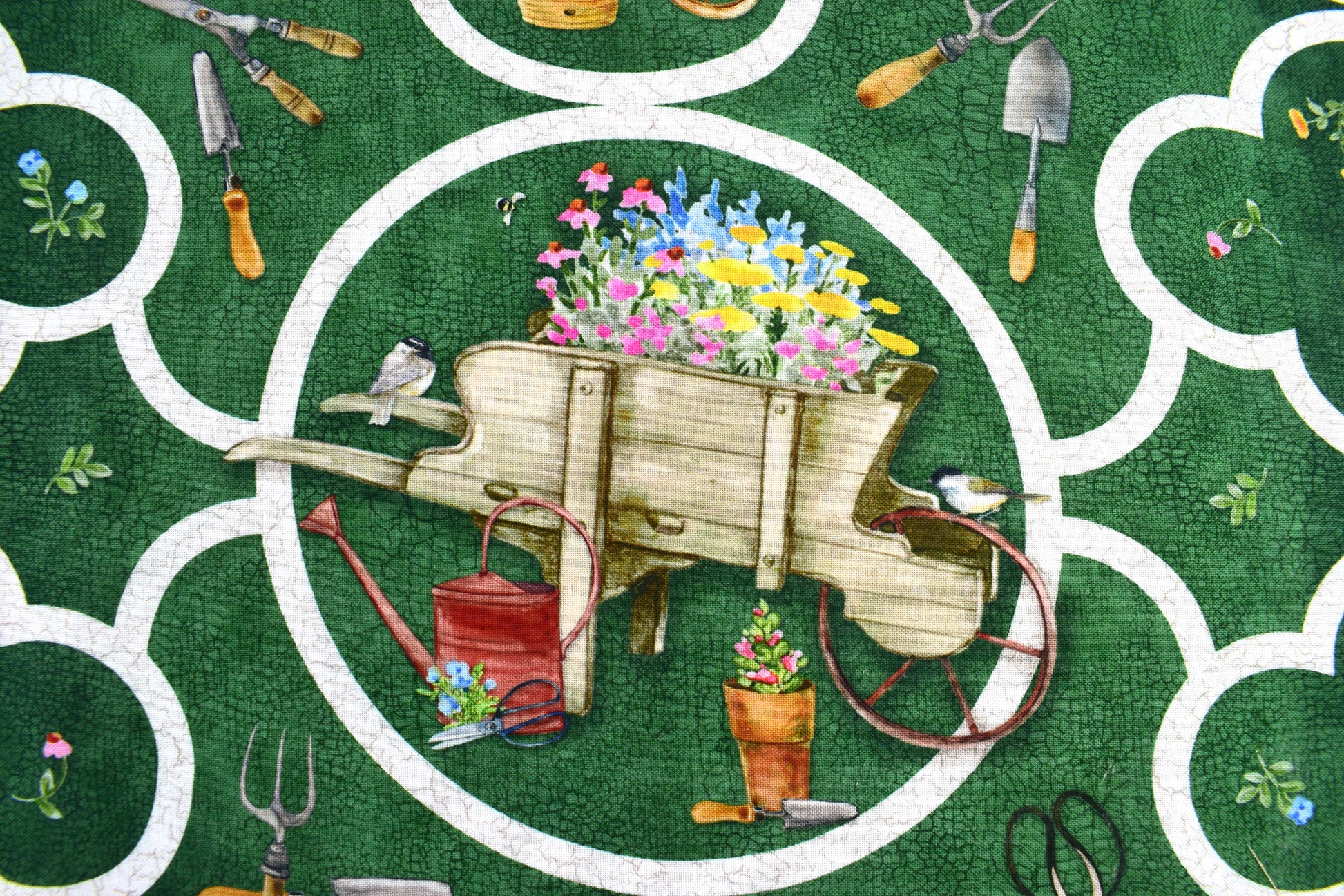 Walled Garden fabric panel, plant with love quilting panel, Gardening panel, quilting fabric - The Quilt Sanctuary