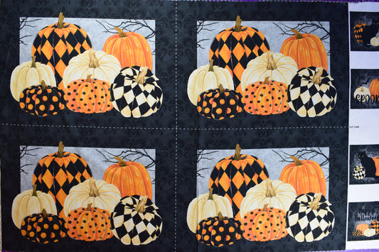 Halloween table mat and coaster panel, Quilting  panel, Halloween digital panel, Black cat Capers - NOT READY MADE