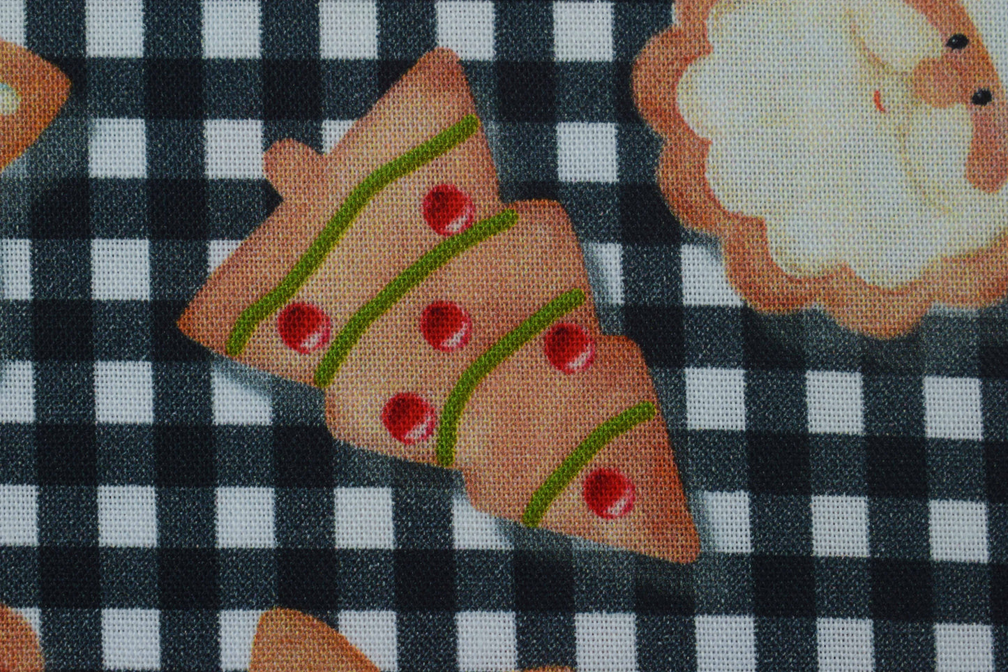 Festive Christmas Cookie Cotton Fabric, Gingerbread & Santa Quilting Print -  Price by the Half Metre