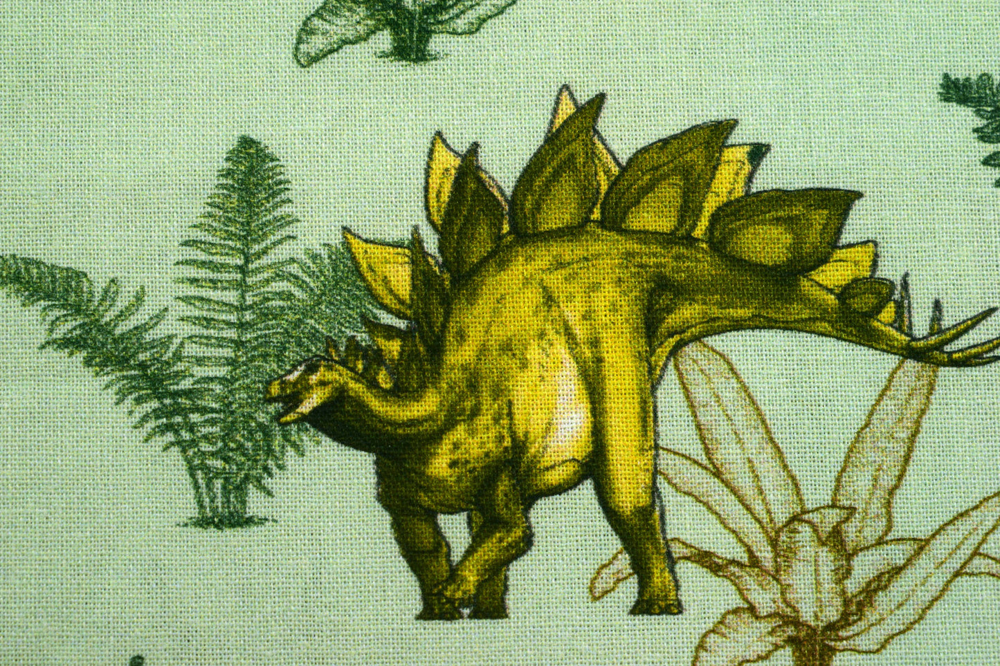 Green Dinosaur Cotton Fabric: Children's Quilting Material - Price by Half Metre