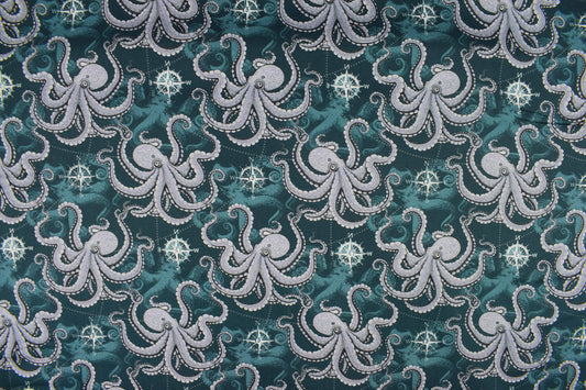 Octopus Cotton Quilting Fabric - Price by Half Metre - The Quilt Sanctuary
