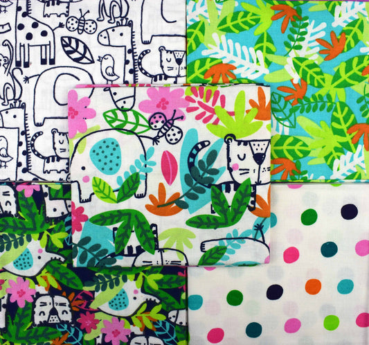 Safari fat Quarter Bundle, African animals fabric, quilting fabric