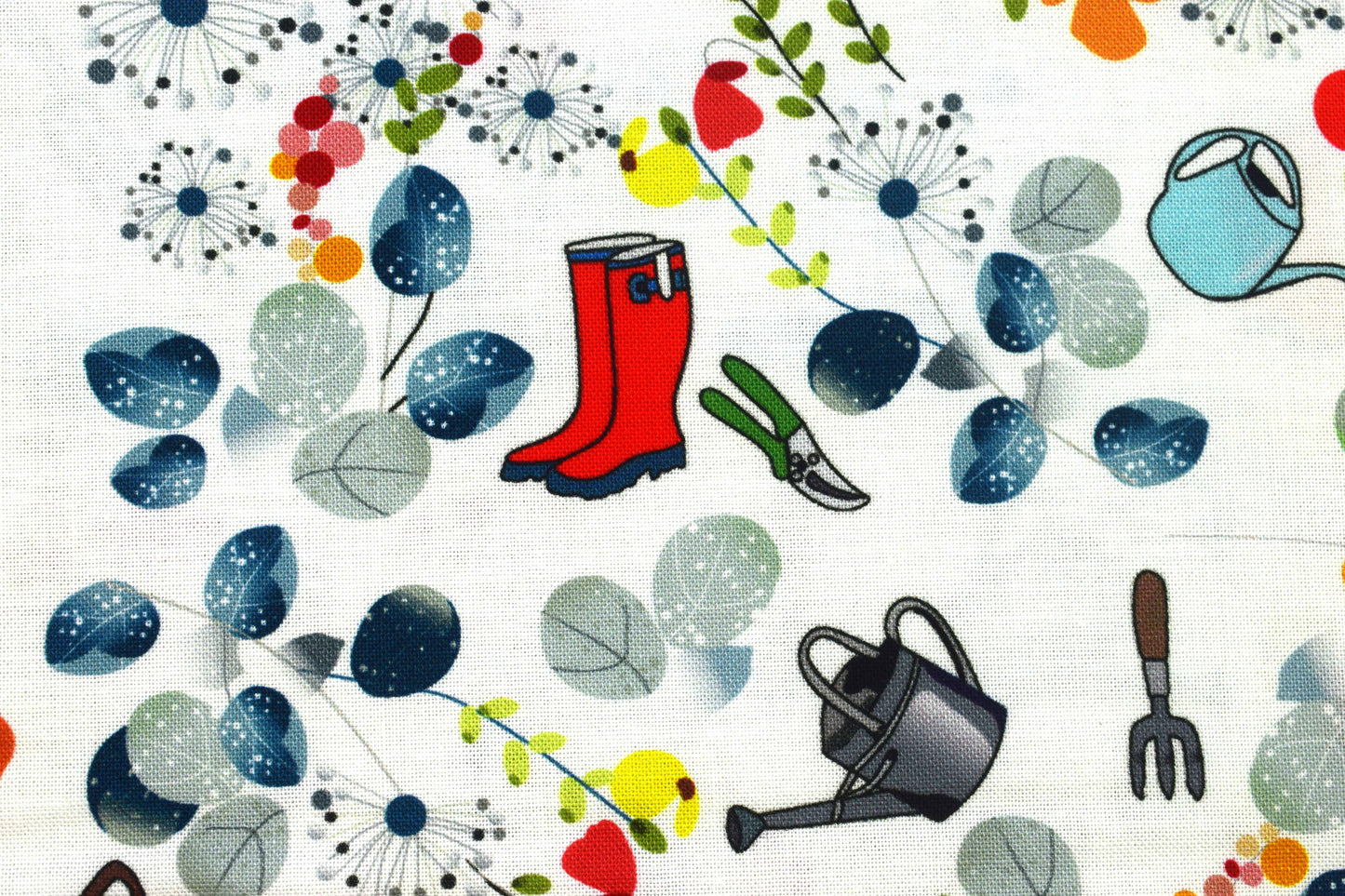 Garden Tools & Flowers Fabric for Quilting and Crafts - Price by Half Metre
