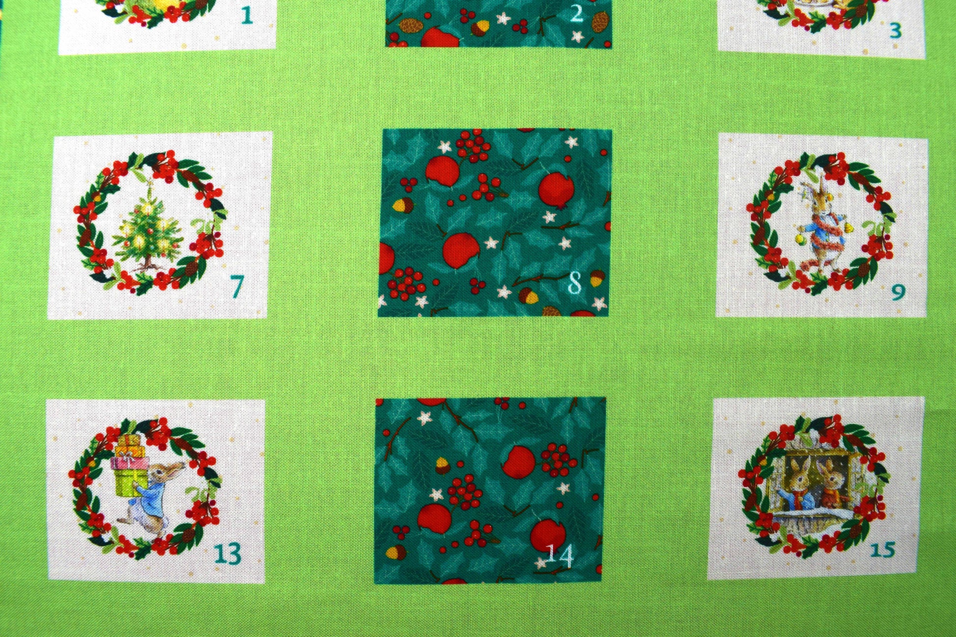 Peter Rabbit fabric advent calendar panel, re-usable advent calendar - The Quilt Sanctuary
