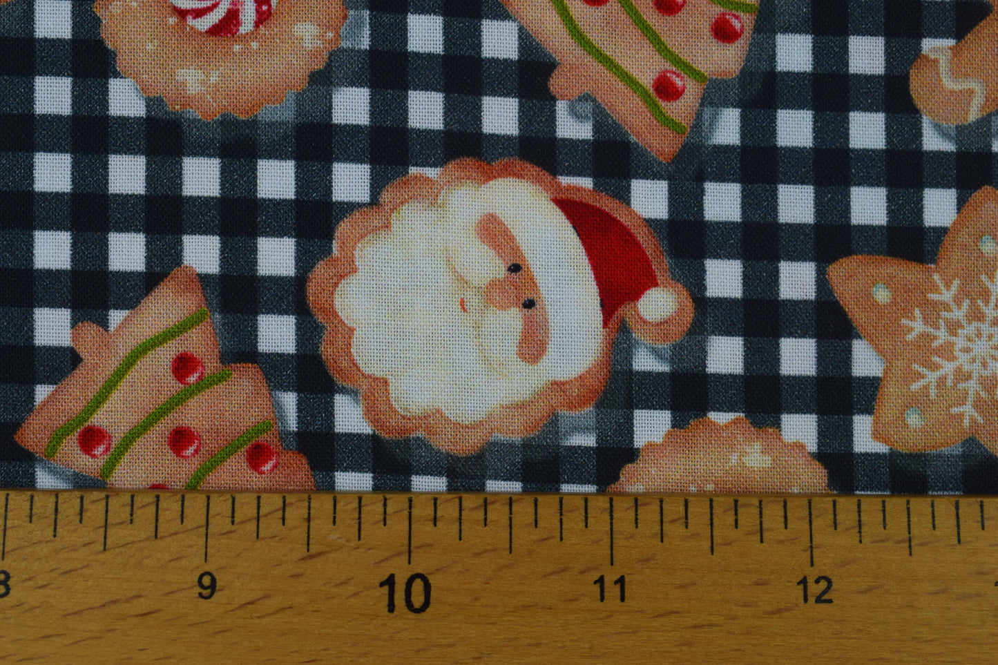 Festive Christmas Cookie Cotton Fabric, Gingerbread & Santa Quilting Print -  Price by the Half Metre