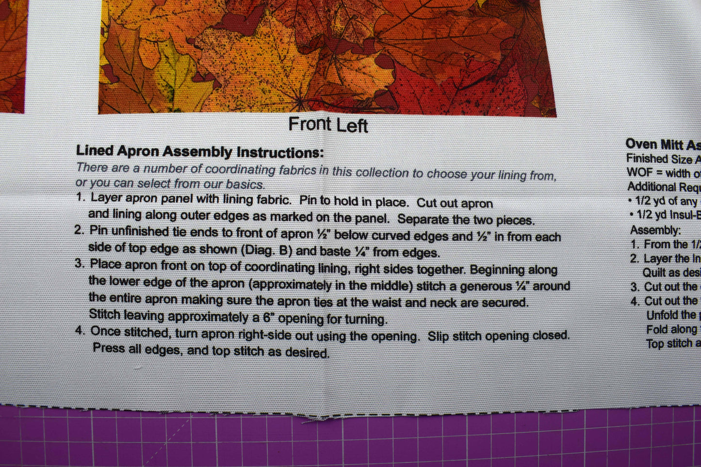 Autumn Owl Pumpkin Fabric Panel for Apron & Oven Mitt Sewing Projects