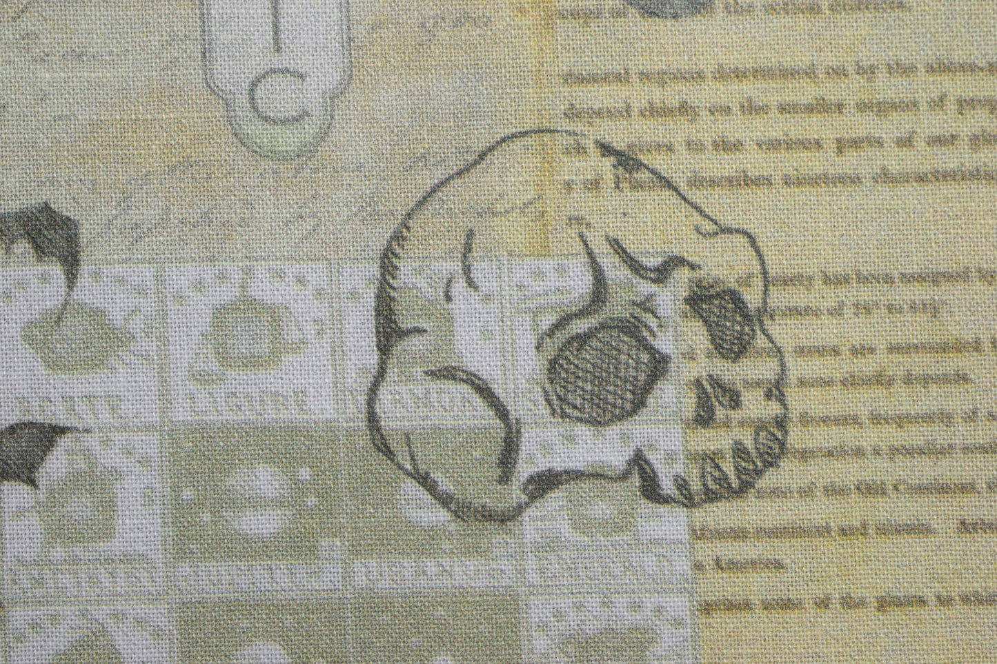 Witchcraft Halloween Quilting Fabric, Gothic Newspaper Print Cotton- Price per half Metre - The Quilt Sanctuary