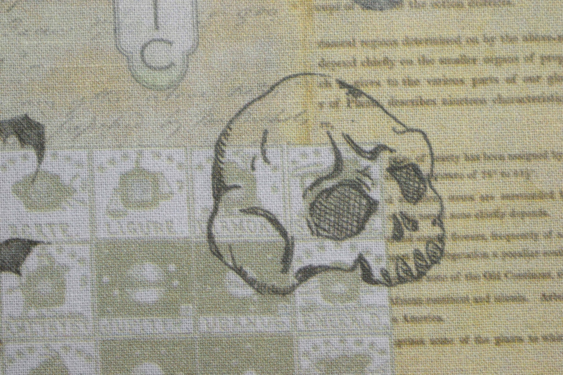 Witchcraft Halloween Quilting Fabric, Gothic Newspaper Print Cotton- Price per half Metre - The Quilt Sanctuary