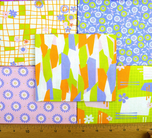 Modern Geometric fat Quarter Bundle, Retro Sunshine - The Quilt Sanctuary