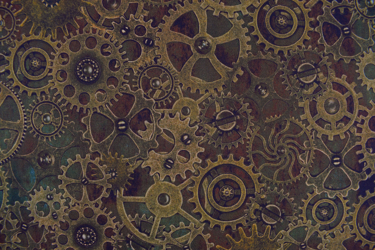 Steampunk Gears Cotton Quilting Fabric -  Price by the Half Metre - The Quilt Sanctuary