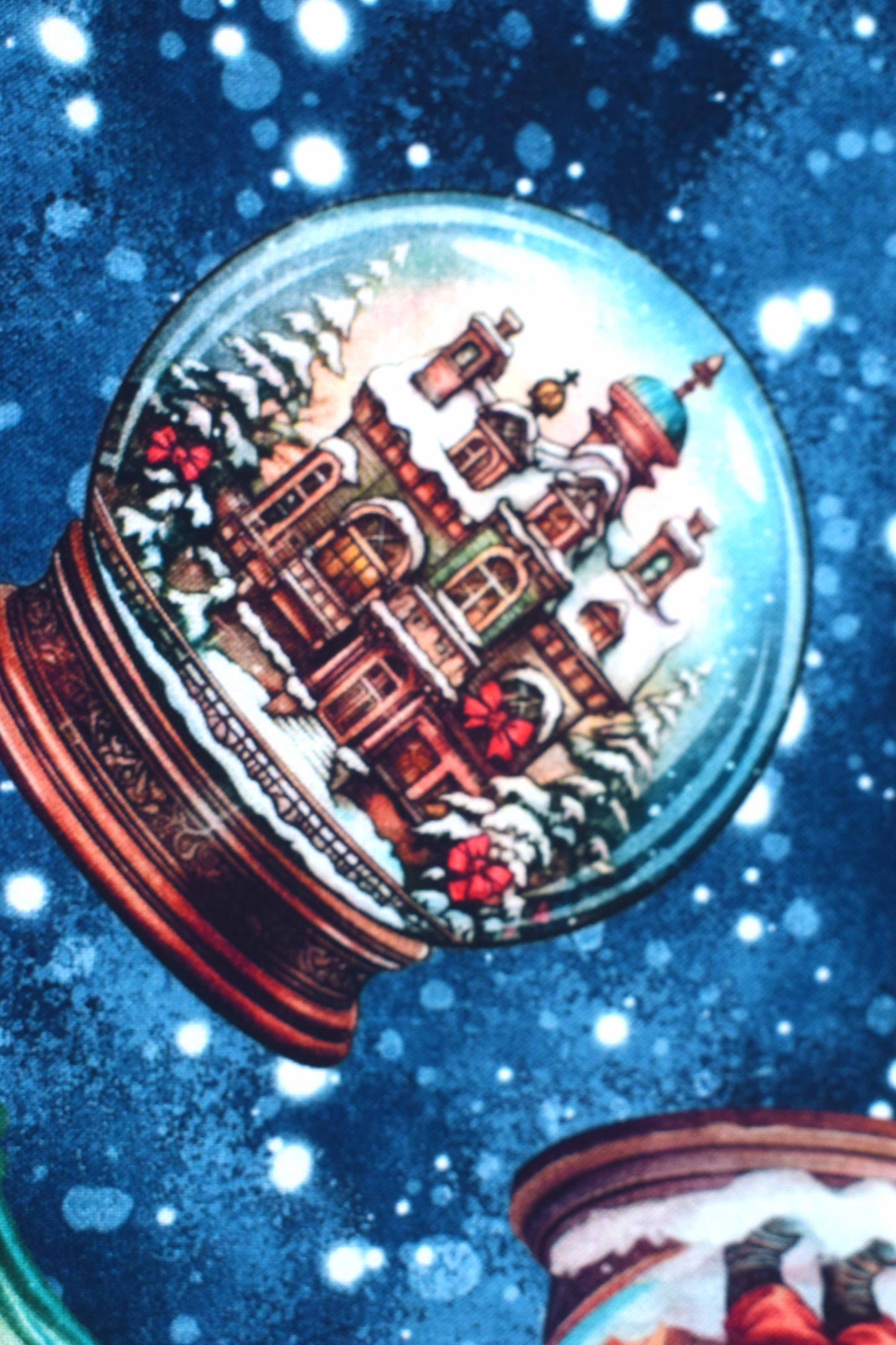 Christmas snow globe fabric, wonderful Christmas time , Quilting fabric,  -  Price by the Half Metre