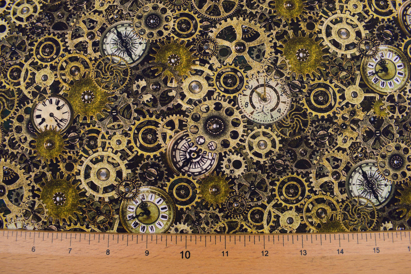 Vintage Clock Faces Fabric, Steampunk Timepiece Quilting Cotton -  Price by the Half Metre - The Quilt Sanctuary