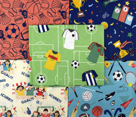 Sport fat Quarter Bundle, Cotton quilting fabric
