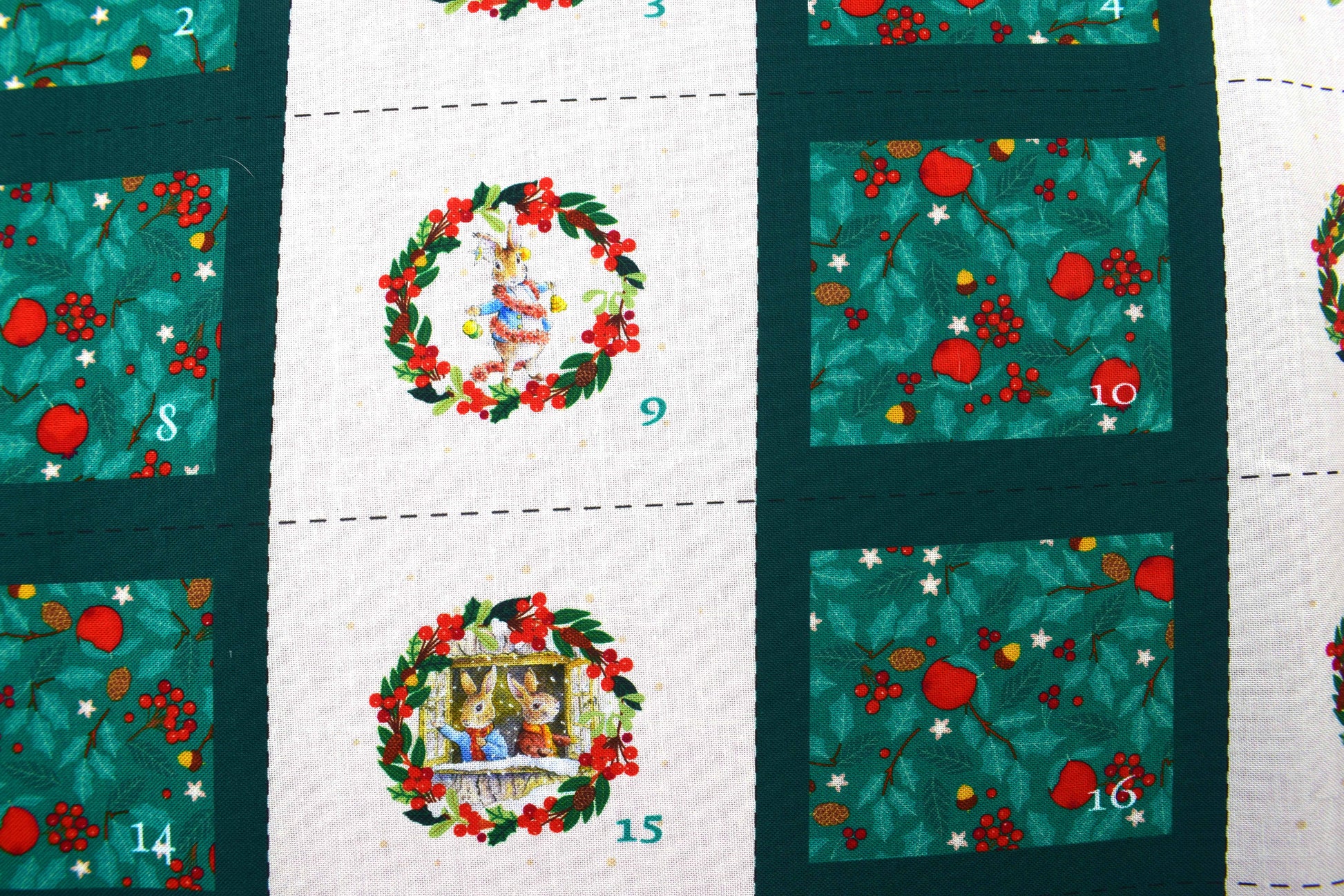 Peter Rabbit fabric advent calendar panel, re-usable advent calendar - The Quilt Sanctuary