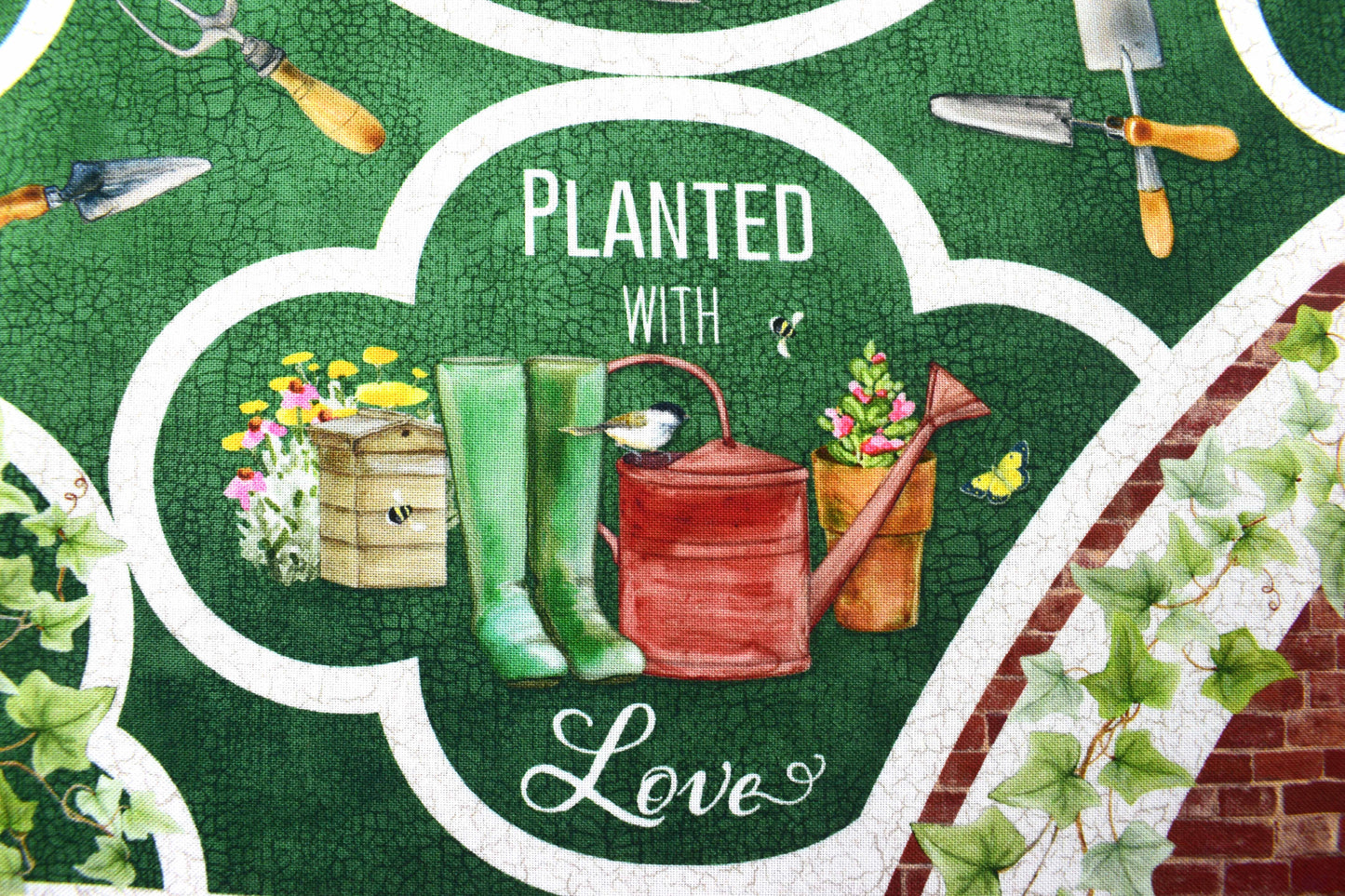 Walled Garden fabric panel, plant with love quilting panel, Gardening panel, quilting fabric - The Quilt Sanctuary