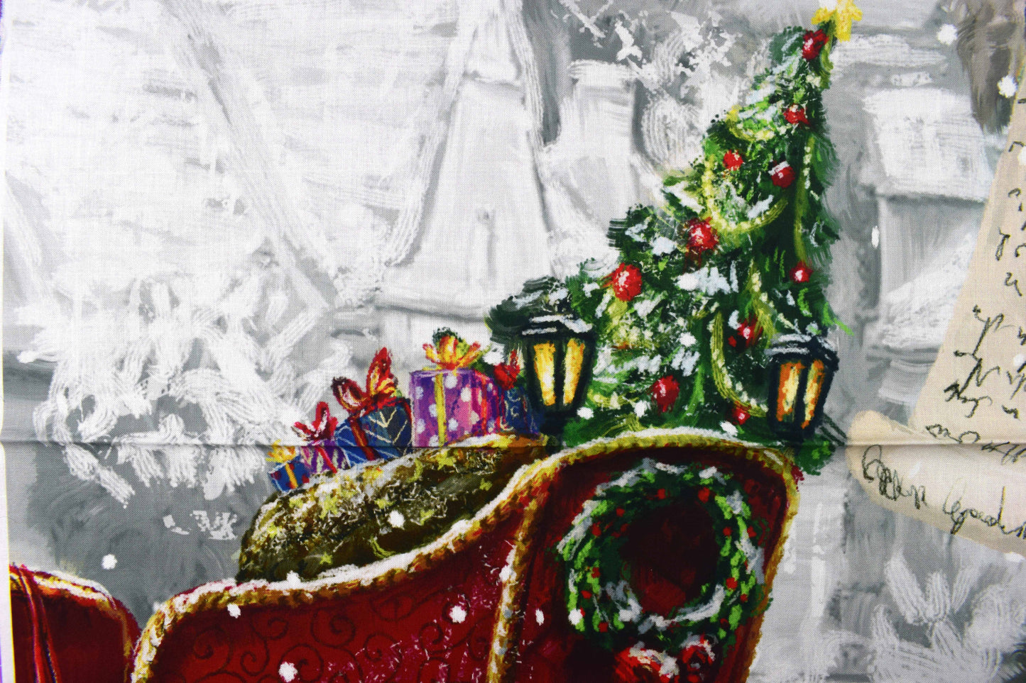 Christmas wishes fabric panel, Festive traditional cotton Quilting  panel