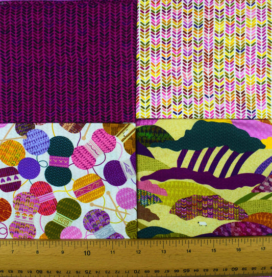 Flax and Fibre Fat Quarter Bundle, 4pc Yarn & Landscape Cotton Quilting Fabric - The Quilt Sanctuary