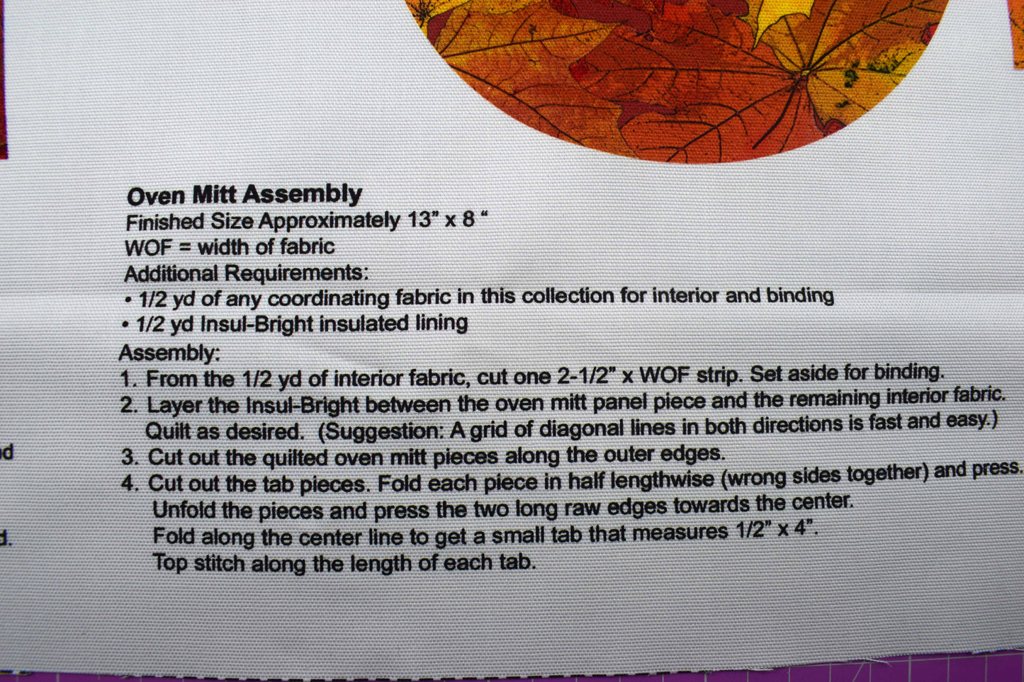 Autumn Owl Pumpkin Fabric Panel for Apron & Oven Mitt Sewing Projects