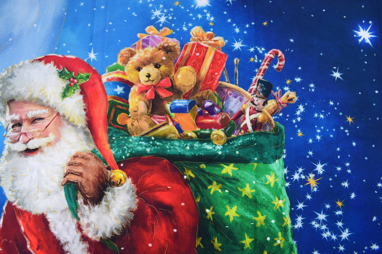 Santa fabric panel, cotton Christmas Quilting  panel