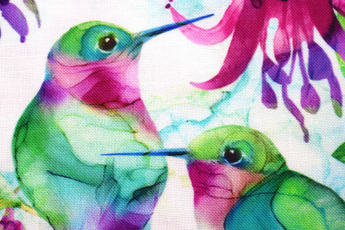 Hummingbird Quilting fabric, Watercolour style print - Price by the Half Metre - The Quilt Sanctuary