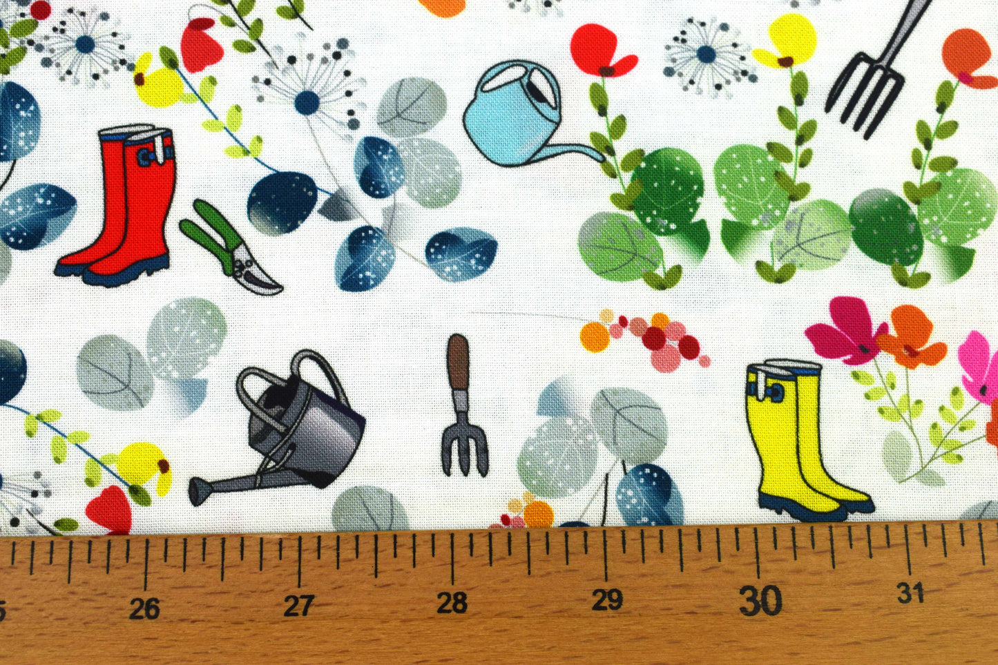 Garden Tools & Flowers Fabric for Quilting and Crafts - Price by Half Metre