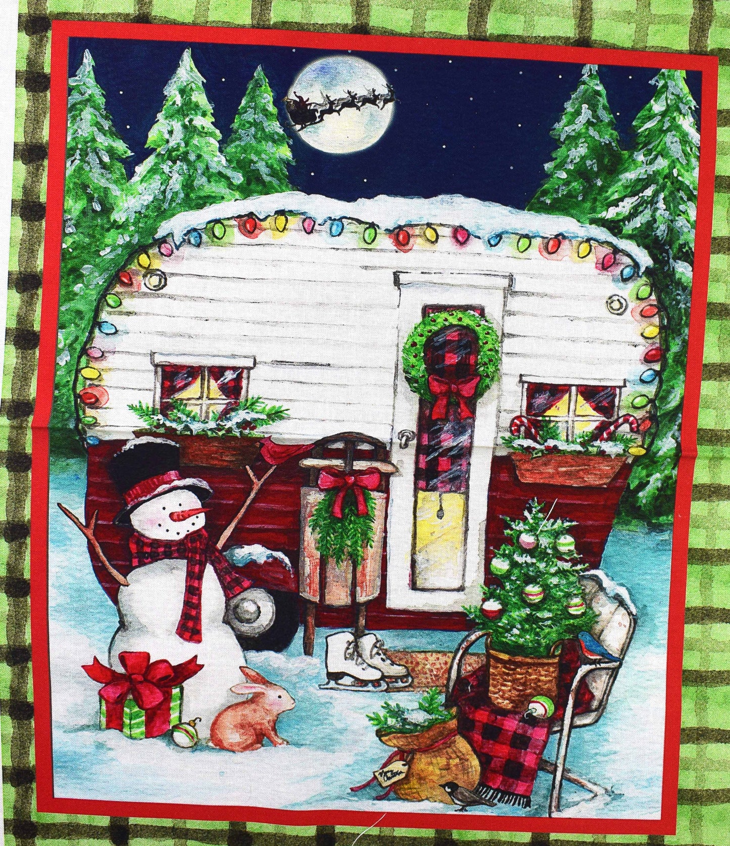 Frosty Hollow Snowman Winter Panel – Christmas Cotton Quilting Fabric
