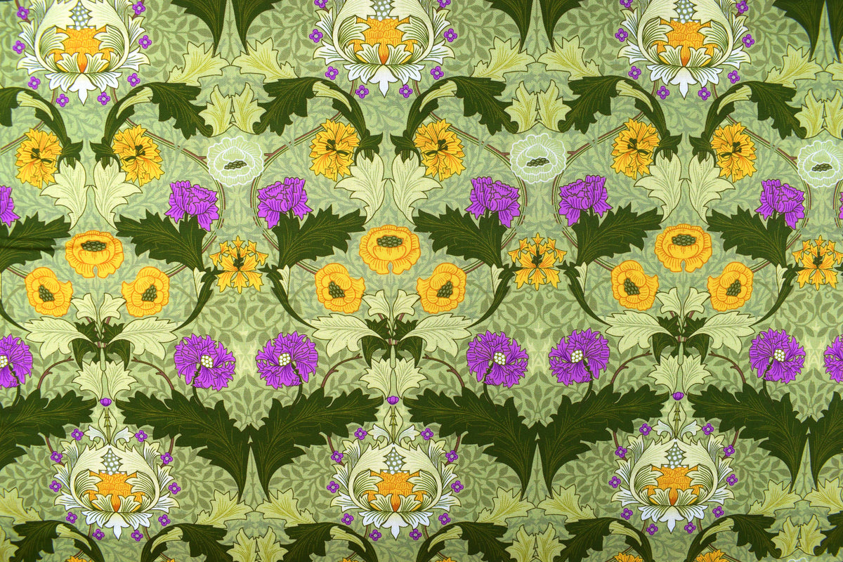 William Morris Olive Orchard, Myrtle cotton Quilting Fabric  - Price by the Half Metre