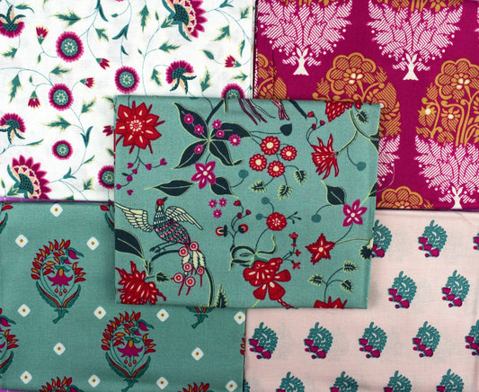 Sage Indian Summer Fat Quarter Bundle, love birds fabric, quilting fabric, Organic cotton fabric