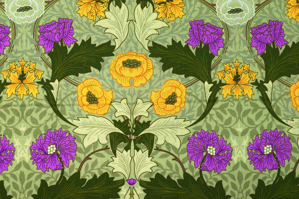 William Morris Olive Orchard, Myrtle cotton Quilting Fabric  - Price by the Half Metre