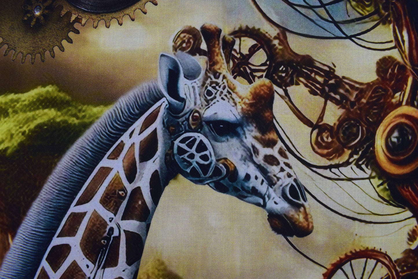 Steampunk Animal Menagerie Quilt Panel - 100% digital printed Cotton - The Quilt Sanctuary