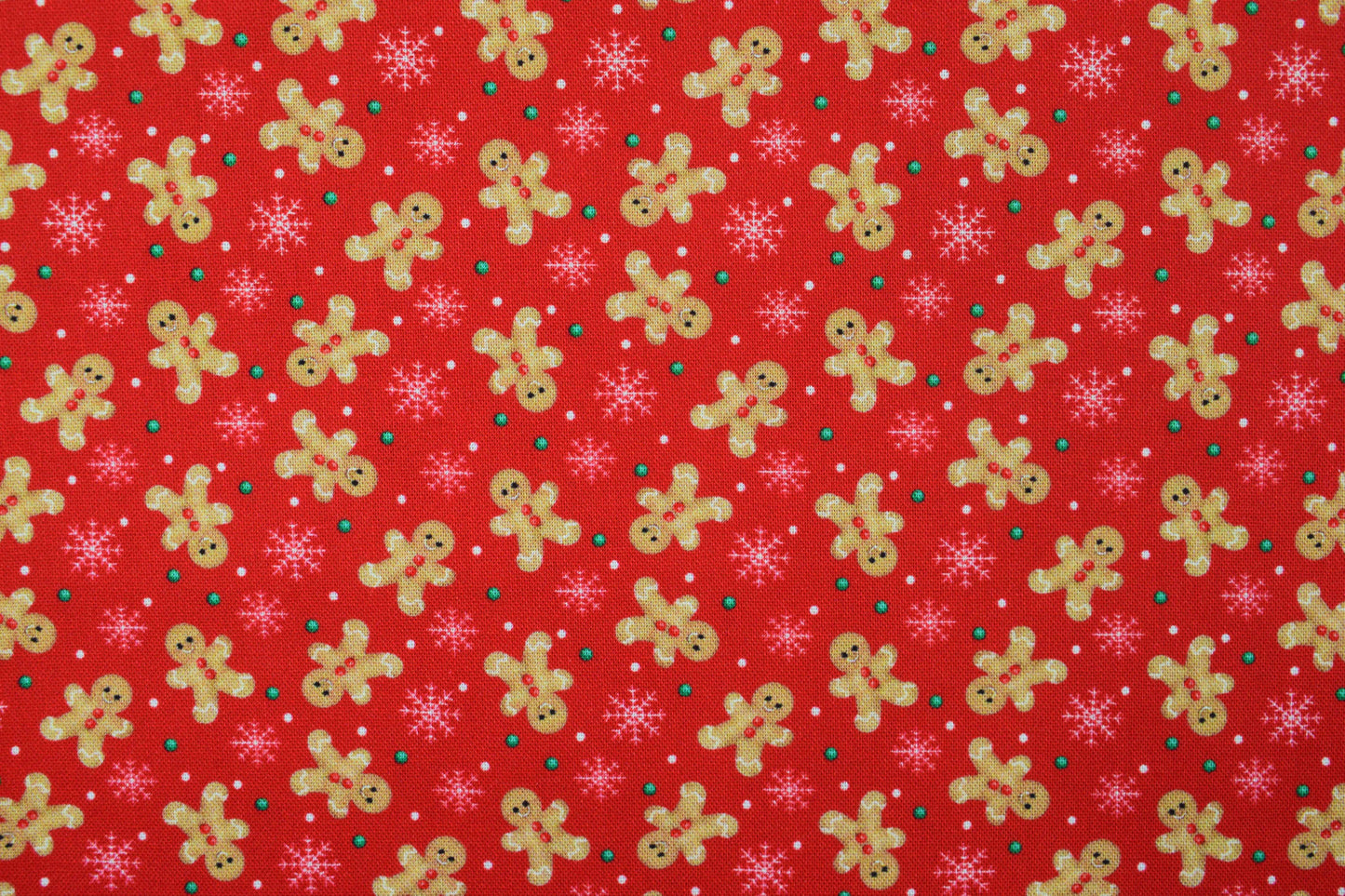 Gingerbread Men Christmas Cotton Quilting Fabric, Red Holiday Print -  Price by the Half Metre