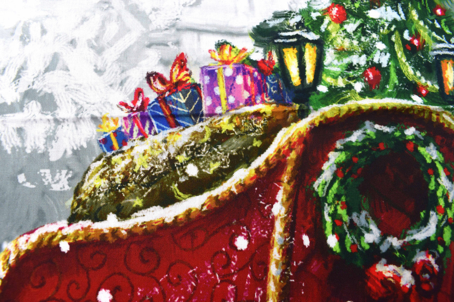 Christmas wishes fabric panel, Festive traditional cotton Quilting  panel